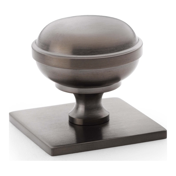 AW826-34-DBZPVD • 34mm • Dark Bronze • Alexander & Wilks Quantock Cupboard Knob on Square Backplate